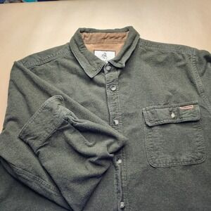 Legendary Whitetails Buck Camp Flannel Shirt Mens Large Olive Green Cotton 6464
